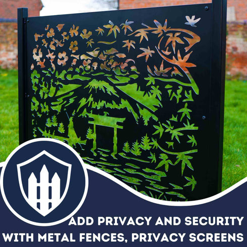 Metal Garden Fence Panels Japanese Fencing Screens Geisha on a Bridge